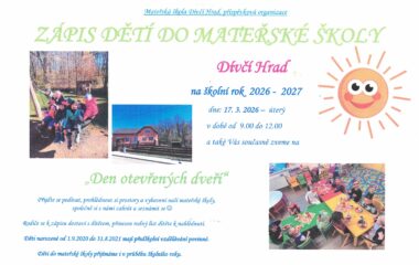 z&aacute;pis dět&iacute; do mateřsk&eacute; &scaron;koly - z&aacute;pis M&Scaron; D&iacute;vč&iacute; Hrad 380x240